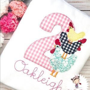 Girls Chicken Birthday Shirt Custom Made